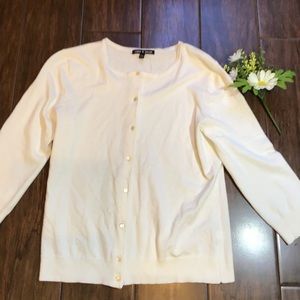 Cable and gauge white cardigan